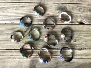 Leather metal ceramic bracelet collection